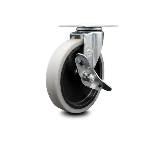 Service Caster 5 Inch Thermoplastic Rubber Wheel Top Plate Swivel Caster with Brake SCC SCC-05S510-TPRS-SLB - main